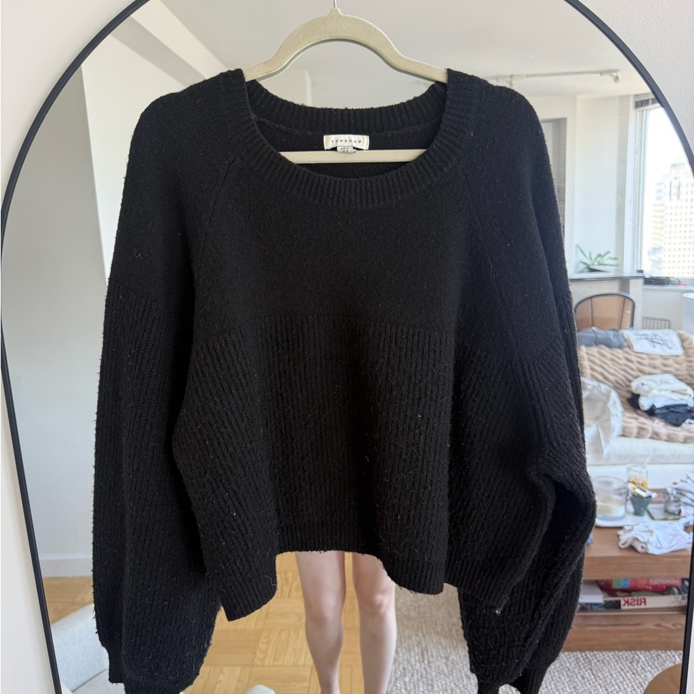 Topshop Black Crewneck Knit Sweater